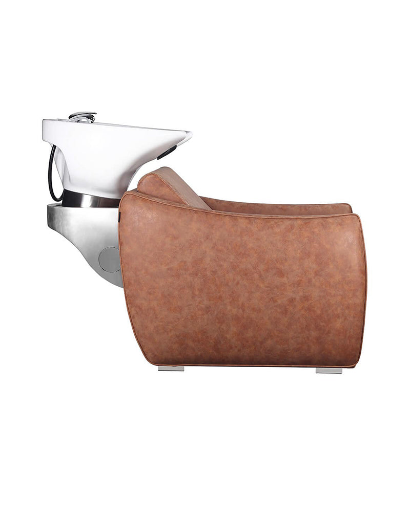 Hazel Tan - Brown washing unit - White basin